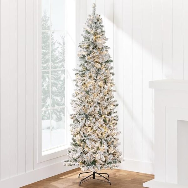 Best Choice Products Flocked Pencil Christmas Tree