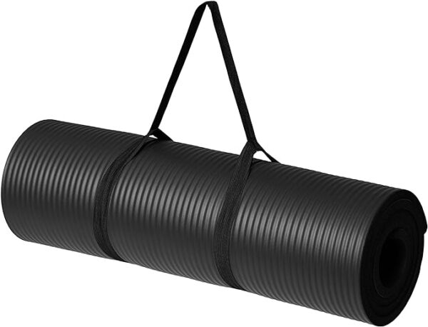 Basics 1/2 Inch Extra Thick Exercise Yoga Mat with Carrying Strap