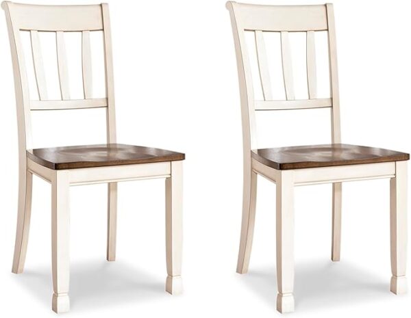 Signature Design by Ashley Whitesburg Cottage Rake Back Dining Chair, Set of 2, Brown & Off-White