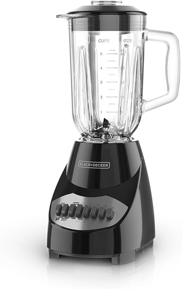 BLACK+DECKER 10-Speed Countertop Blender, BL2010BG, 6-Cup Glass Jar, Dishwasher-Safe,