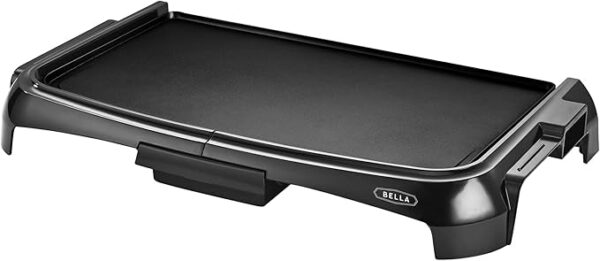 BELLA Electric Griddle with Crumb Tray - Smokeless Indoor Grill, Nonstick Surface, Adjustable Temperature Control Dial & Cool-touch Handles