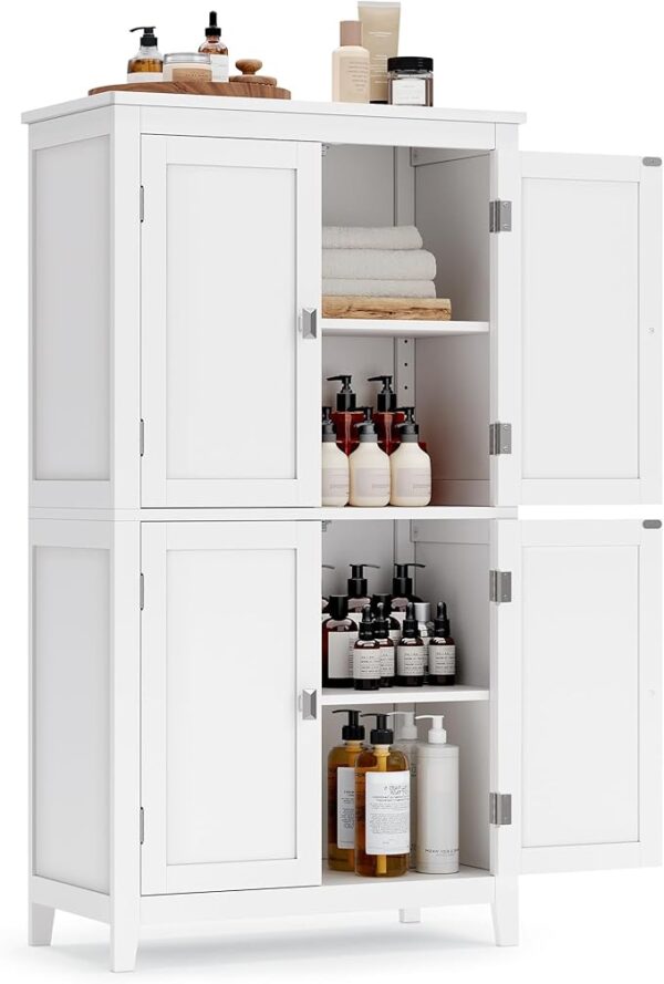 Cabinet, Bathroom Storage Unit, Freestanding Cabinet with 4 Doors