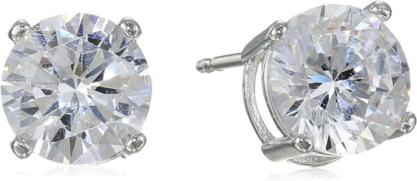 Plated Sterling Silver Cubic Zirconia Stud Earrings