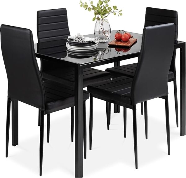 Best Choice Products 5-Piece Glass Dining Set, Modern Kitchen Table Furniture for Dining Room,