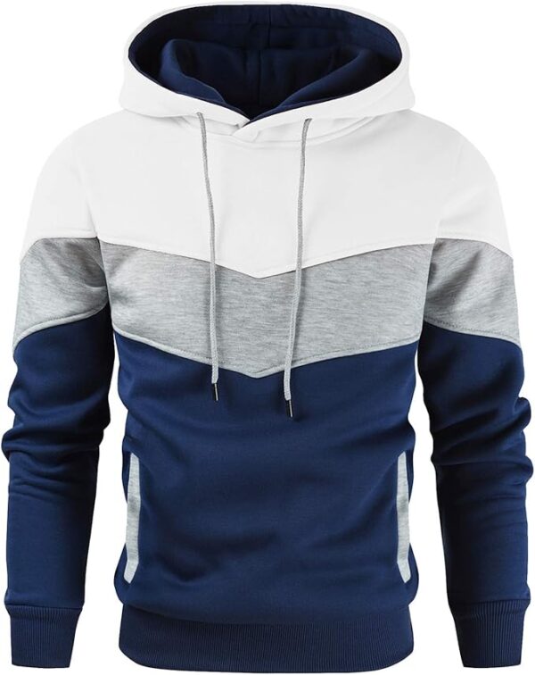 Gesean Men's Novelty Color Block Pullover Fleece Hoodie