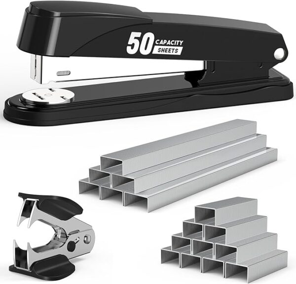 Metal Stapler Heavy Duty 50 Sheet Capacity with 1750 Staples and Staple Remover, Full Strip Staplers for Desk,