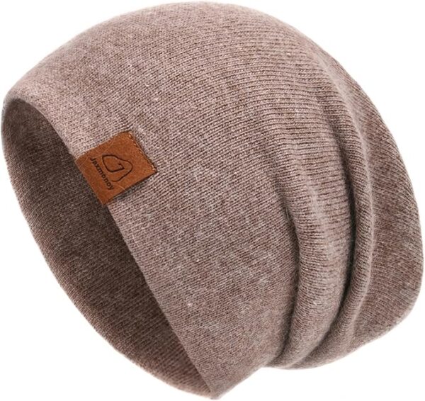 jaxmonoy Wool Cashmere Slouchy Knit Beanies Winter Hats for Women Soft Warm Double Layer Reversible Slouch Skull Beanie Cap