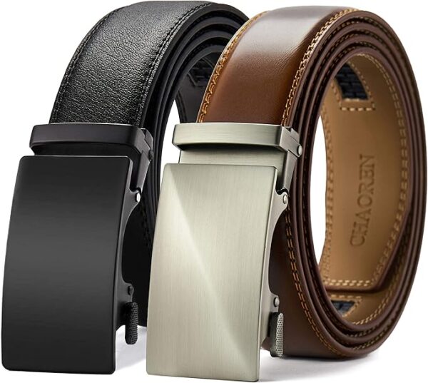 CHAOREN Leather Ratchet Belt Men 2 Pack - Customizable Fit, Effortless Style (35mm)