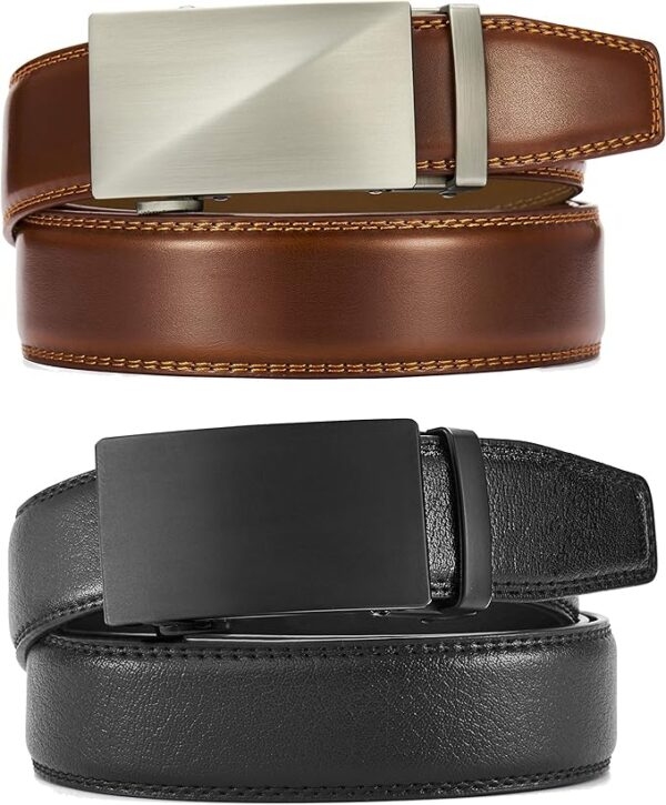 CHAOREN Leather Ratchet Belt Men 2 Pack - Customizable Fit, Effortless Style (35mm) - Image 2
